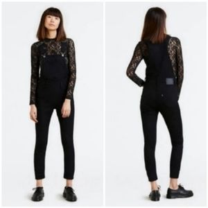 Levi's Black Stretch Skinny Denim Jeans Overalls Jumpsuit